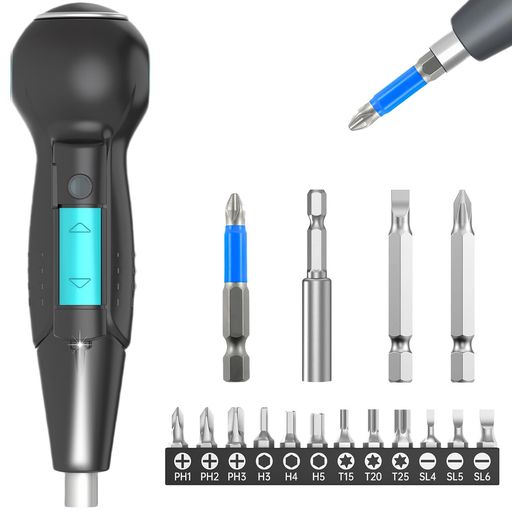 電動ドライバー小型【新登場強化版】手動兼用充電式ドライバー合金製ビット16本付Type-CUSB充電式正逆..