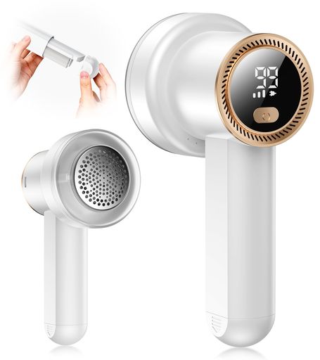 毛玉取り電動【2025年改良モデル·粘着クリーナ一内蔵】強力6枚刃けだまとり毛玉カッター液晶ディスプレイ付き安全装置3段階調整Type-C充電式軽量様々な衣類/靴下/寝具/ソファー対応家庭…