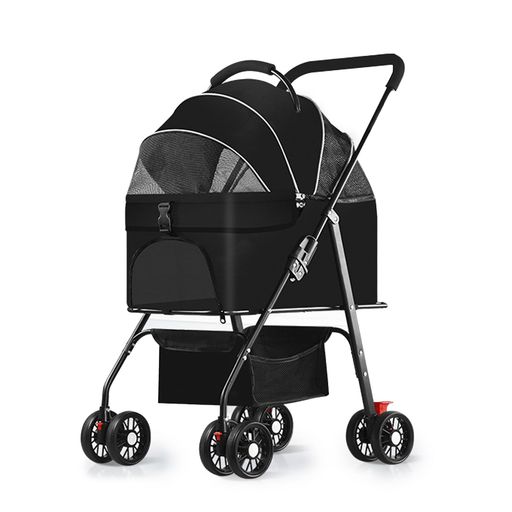 4輪ペットカート分離型ドッグカートメッシュ通気性折りたたみ式収納バスケット付きコンパクト犬猫用バ..