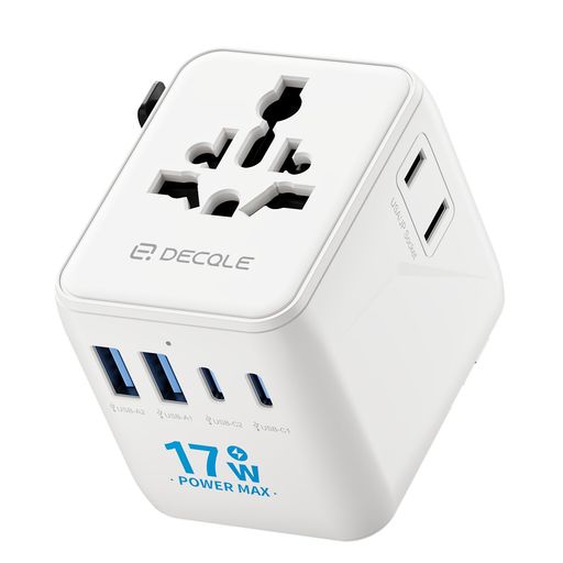 decqle海外変換プラグコンセントマルチ変換プラグ2USB-C&2USB-Aポート&追加の2ピンACコンセント6台同時..