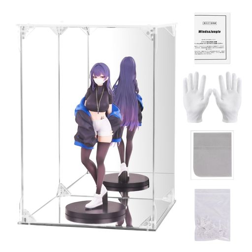 WInds&JungleフィギュアケースUVカット台座・背面ミラーマグネット付き前扉フィギュア・コレクション収..