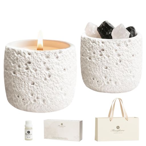 fiorifioreアロマキャンドル&精油天然石ディフューザーフレグランスオイルギフトセット|癒し・雰囲気作..