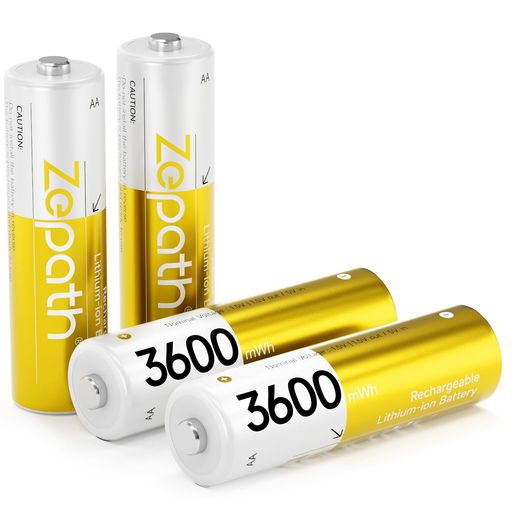 Zepath充電電池単三充電池充電式単三リチウム電池1.5V4本入りセット3600mWh充電池2000回以上循環使用可..