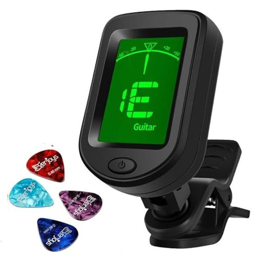 Everjoysギターチューナークリップ式チューナーウクレレベースヴァイオリンにも対応(チューナーとピック)