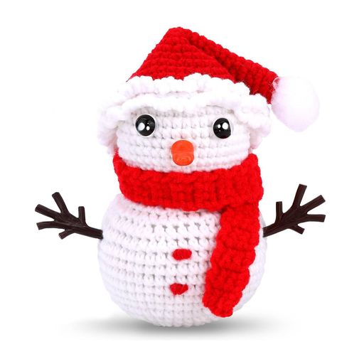 HICOHANDクリスマススノーマンかぎ針編みキット雪だるま編みスターター、初心者向けステップバイステッ..