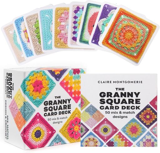 koundenekoかぎ針編みパターングラニースクエアカードデッキ50枚セットかぎ針編みブック手芸キット初心..