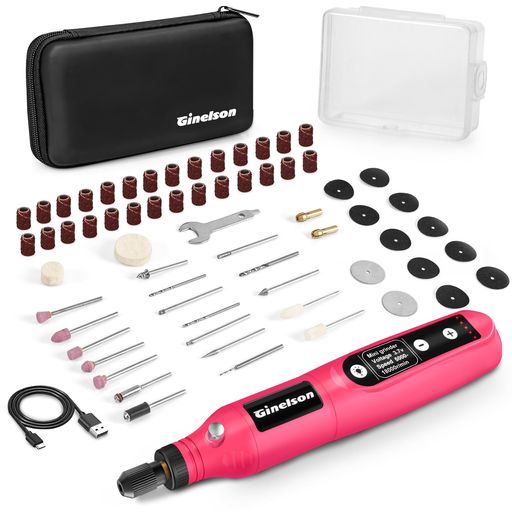 Ginelsonミニルーター5段変速70PCS18000RPM高速回転照明ライトTYPE-C充電式コードレスコンパクト軽量彫..