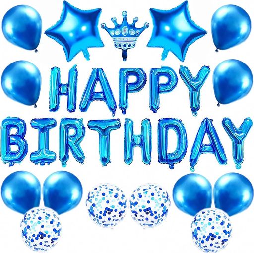 誕生日飾り付け風船バースデーバルーンHappyBirthday文字ハッピーバースデー飾りハート王冠紙吹雪風船..