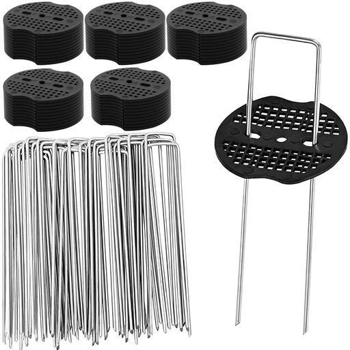 Wopanxye50本セット防草シート固定ピンシルバーU字型ガーデニング用ピン150mmx40mm亜鉛メッキスチール..