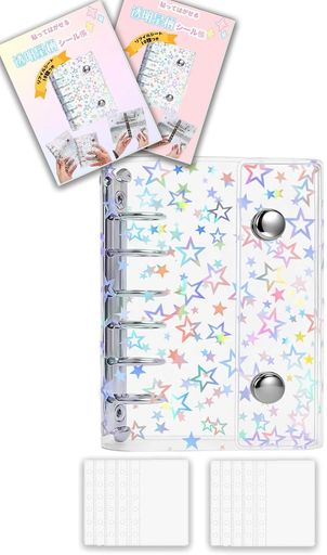 Zhejiaシール帳透明A7サイズはがせる女の子シール手帳クリアバインダーシールバインダー6穴シール収納..