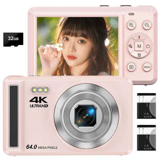 デジカメ4K6400万画素AFオートフォーカスデジタルカメラ16Xデジタルズーム2.8インチIPSスクリーン初心..