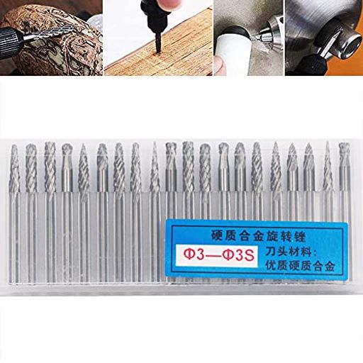 Bestgle超硬バー3mm軸超硬カッターダブルカットタングステンバーゴリゴリ削れる回転ヤスリセット超硬刃..