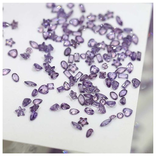 ネイルラインストーン50個セットぷっくりクリア紫3Dネイルストーンキラキラネイルセット立体パープル小..