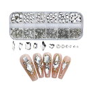 Yuzhiyeネイルパーツラインストーンクリア丸ハート四角長方形ひし形ネイルストーン大容量セット手芸ジェルネイルネイルアートパーツ