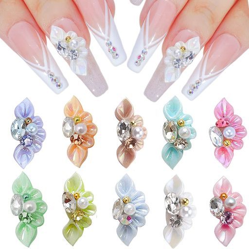 ネイルパーツ花20個セット3D立体お花パーツ大きいネイルパーツジュエリーパーツラインストーンパールネイルアートレジン用デコパーツハンドメイド