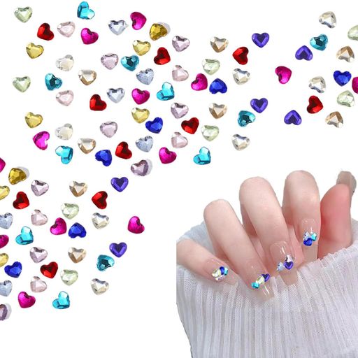 YIBOOOMハートネイルストーン約100個3mmネイルパーツネイルツールオーロラ立体多色レジンネイルデコパ..