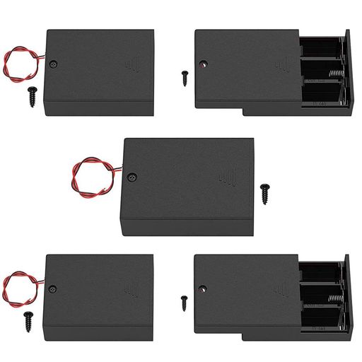 (5個パック)スイッチ付き単3電池ホルダー3個、ワイヤーリードとオン/オフスイッチ付き1.5V単3電池ホルダーケース3個