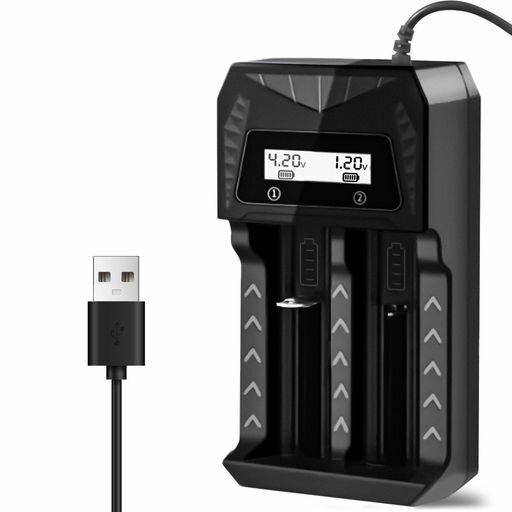 Paisue電池充電器LCDディスプレイ付き単4/単3/14500/18650/2170032650/16340/18500リチウムイオン電池..