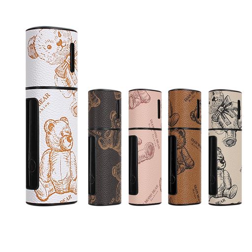 [Vikvokr]LiL適用するHYBRID3.0ケースリル互換機ハイブリッド3.0タバコケース、レザー調素材クマ柄360度保護6色展開スナップ式(ホワイト)