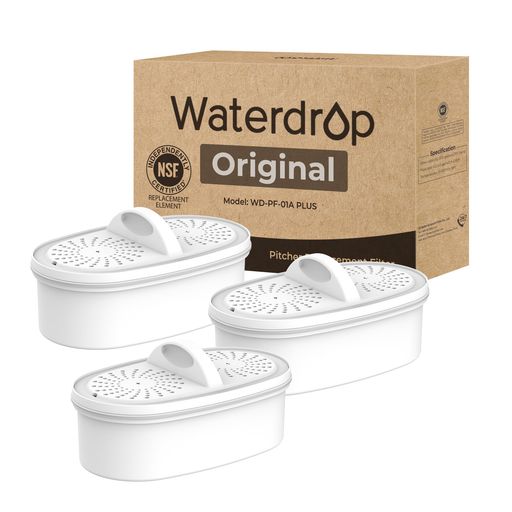 [オリジナル]WaterdropWD-PF-01APlusNSF認定交換用フィルター。すべての水滴ピッチャーおよびディスペンサーろ過システムに対応。PFAS、PFOA/PFOSを低減。最大200ガロン(3パック)。
