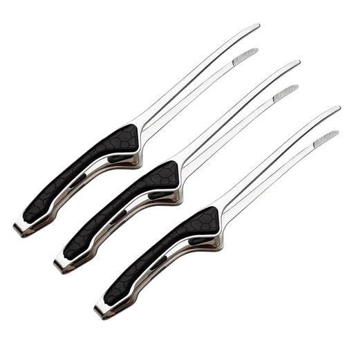 PAVIKEトング焼肉ステンレス(3本セット)キャンプバーベキュー指先トング火傷防止ハンドル設計ピンセッ..