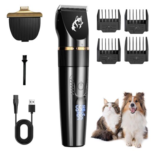 ペット用バリカン犬用バリカン猫用静音低振動電動バリカンセット2種類刃付き2段階スピード調整5段階刈..
