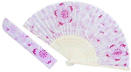 京佑シルク扇子透かし柄袋付桜ピンクK-122