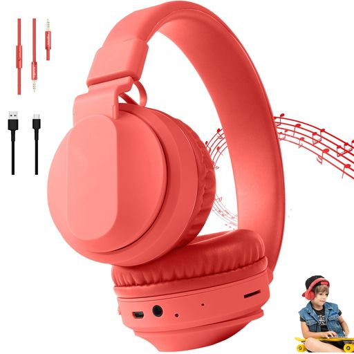 子供向けbluetoothワイヤレスヘッドホン85dB音量制御聴覚保護子供用ワイヤレスヘッドフォンヘッドセットマイク内蔵ハンズフリー通話可能bluetooth5.1子供ヘッドホンbluetoothヘッドホン有線無…(2)