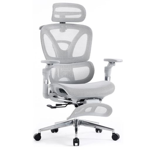 upsideDOSOLARISPROソラリスプロデスクチェアオフィスチェアエルゴノミクスチェア高性能フルスペックモデル人間工学メッシュ6Dアームレストフットレスト付きグレーLC-E-39