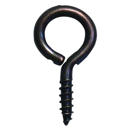 リングタイプの吊り金具! (規格)No.00。(A)8x(B)8x(C)3.5mm。(素材)鉄。(表面処理)ブロンズメッキ。(入数)11本。 木材にツバの部分までねじこんで下さい。 壁面などに軽いモノを吊るしたり、引っ掛けたりしたい場所にねじ込む接合具です。 ご使用中及び破損による怪我等の保証は御座いません。