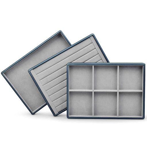 Woodtenおしゃれトレースタック式PUジュエリートレイレザー6区画イヤリング指輪カフスディスプレイ収納..