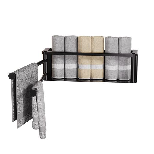 RCHYFEEDタオル掛けタオルリングバスタオルタオルバー180°回転スイングアームおしゃれ丈夫防錆洗面所ス..