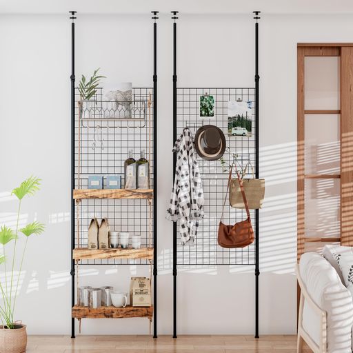 LunarLight突っ張りメッシュパネル突っ張り棒突っ張りパーテーション(ワイヤーネットメッシュタイプ)幅..