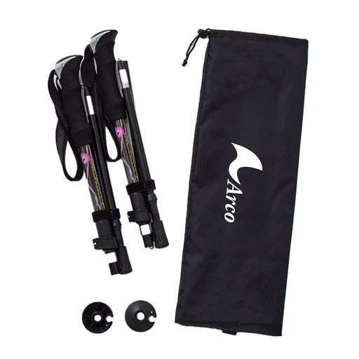 アイメディアウォーキングポール2本セット折り畳み式収納時35cmコンパクト軽量トレッキングポール登山ストック杖ポールステッキリュックに入るウォーキングポール