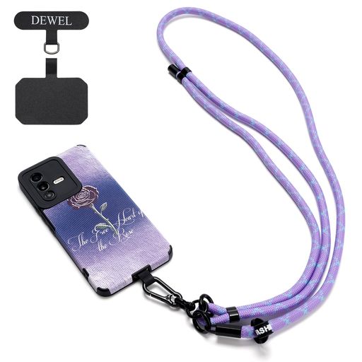 [DEWEL]スマホストラップスマホショルダー首掛け斜めがけ肩掛けネックストラップ落下防止紛失防止軽量耐久性(紫)