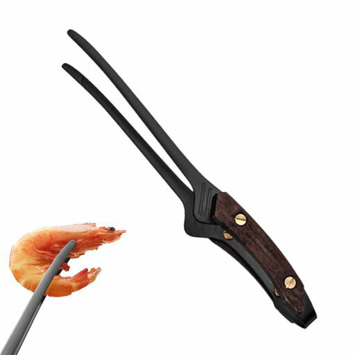 SensaBlissトング焼肉トングバーベキュートング304ステンレス自立式木製ハンドル軽量耐熱火傷防止バー..