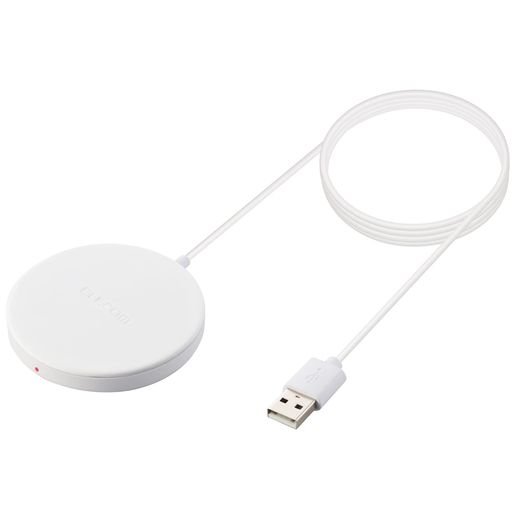 エレコム ワイヤレス充電器 マグネット内蔵 5W ケーブル一体 (1m) ホワイト W-MA01WH