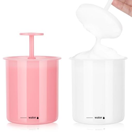 Segbeauty洗顔泡立て器ホワイト+ピンク2個セット洗顔用泡立て器150ml濃密泡ポータブル洗顔フォームホイ..