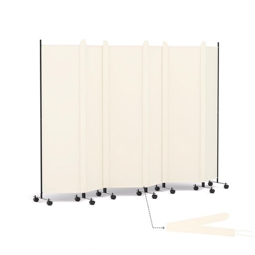 HIDODOパーテーション6連タイプ間仕切り高さ178cm幅302cmキャスターやカバーストリップ付き折り畳み式パーティション衝立スクリーン区切り目隠し省スペースオフィス事務所リビング(ベージ…