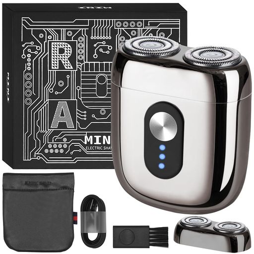 シェーバーメンズ電動髭剃り小型電動電気カミソリひげそりマグネット仕様Type-C充電式LEDバッテリー残量表示回転式IPX7防水水洗い/お風呂剃り可男性プレゼント旅行/出張/オフィス/車内収…