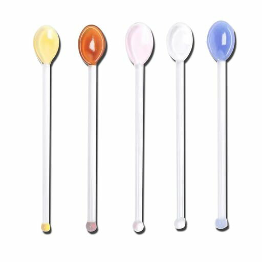 5色デザートスプーンアイススプーンコーヒースプーンかき混ぜスプーンガラススプーンかわいいファッシ..
