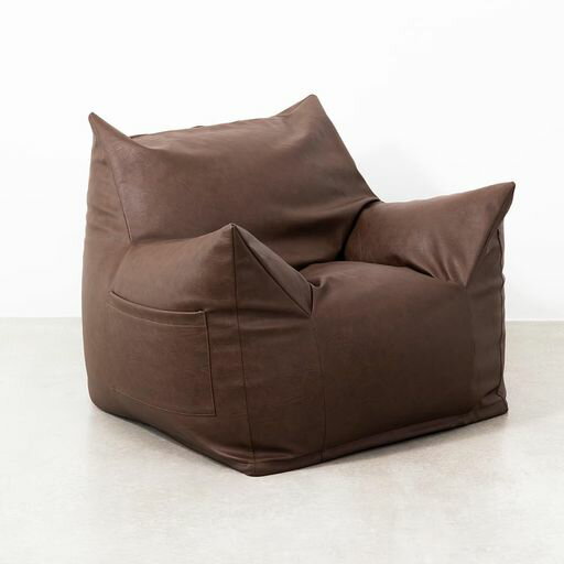 フレックス販売ビーズクッション日本製ラウンジャービーズソファ合皮生地ブラウンLNG-90G