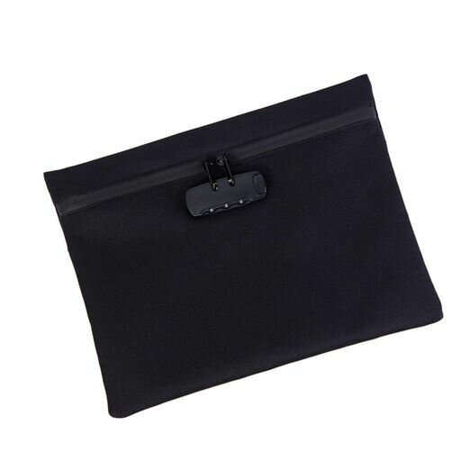 DONGFANGB耐火バッグ鍵付き袋小型鍵付きポーチ収納ボックス集金袋貴重品ボックス盗難防止防犯バッグ小物鍵収納大容量ポータブル旅行出張カギ管理通帳保管ケース(ブラック)