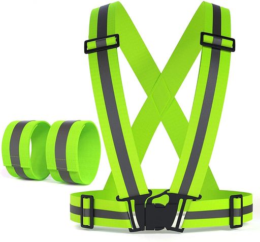 [Augsion]安全ベストレッグバンドSET反射ベスト高弾力ベルト高視認性安全バンド蛍光ベルト交通警備ジョ..