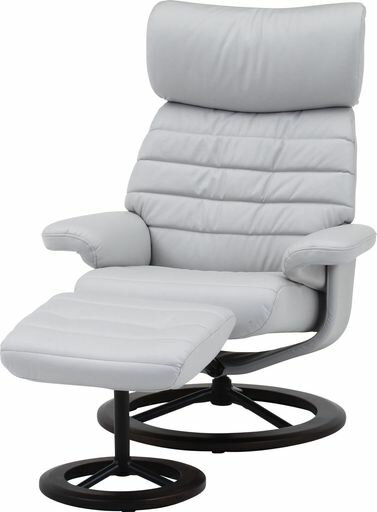 不二貿易リクライニングチェア寝れる回転肘付きオットマン付き1人掛けグレーオール70767