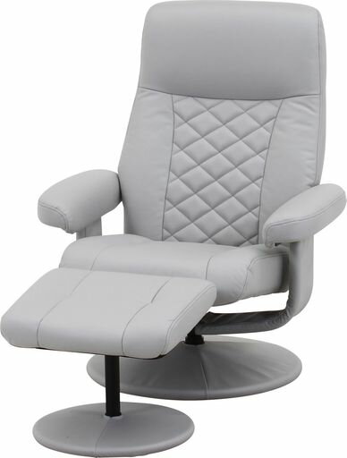 不二貿易リクライニングチェア寝れる回転肘付きオットマン付き1人掛けグレークロス70769