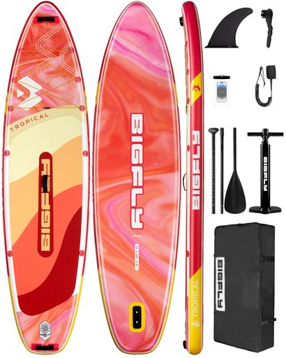 Bigflyインフレータブルスタンドアップパドルボード(SUP)11’x34”x6”大人用軽量&耐久性取り外し可能フィ..