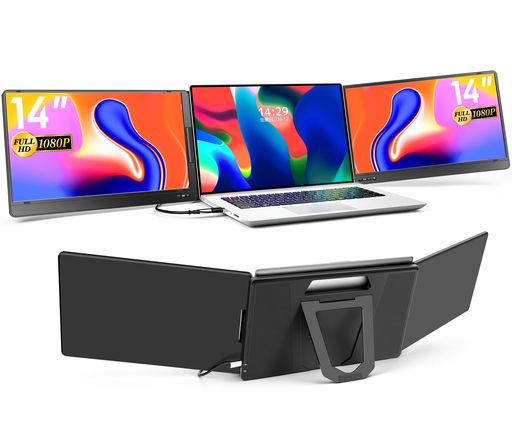 KOGODAトリプルモニター14インチモバイルデュアルモニター3画面ディスプレイType-C/USB2.0対応11.6~15...