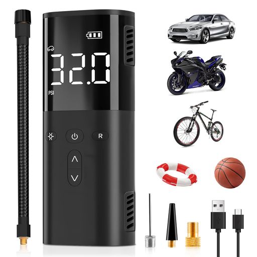 LAMONKE電動空気入れ車自転車バイク用USB充電式エアーコンプレッサー電動エアーポンプ6000mAh大容量バ..