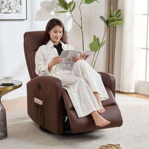 IKIFLY電動リクライニングチェア1人掛けリクライニングソファUSBポート付きリクライニングファブリックオットマン一体型パーソナルチェアー電動ソファモーションソファー耐圧分散人暮…